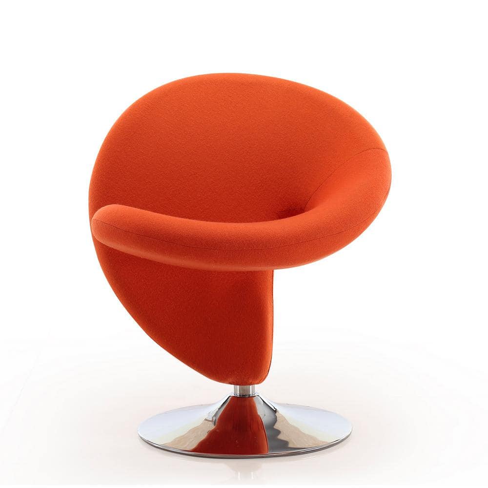 Curl Orange Wool and Metal Swivel Accent Chair