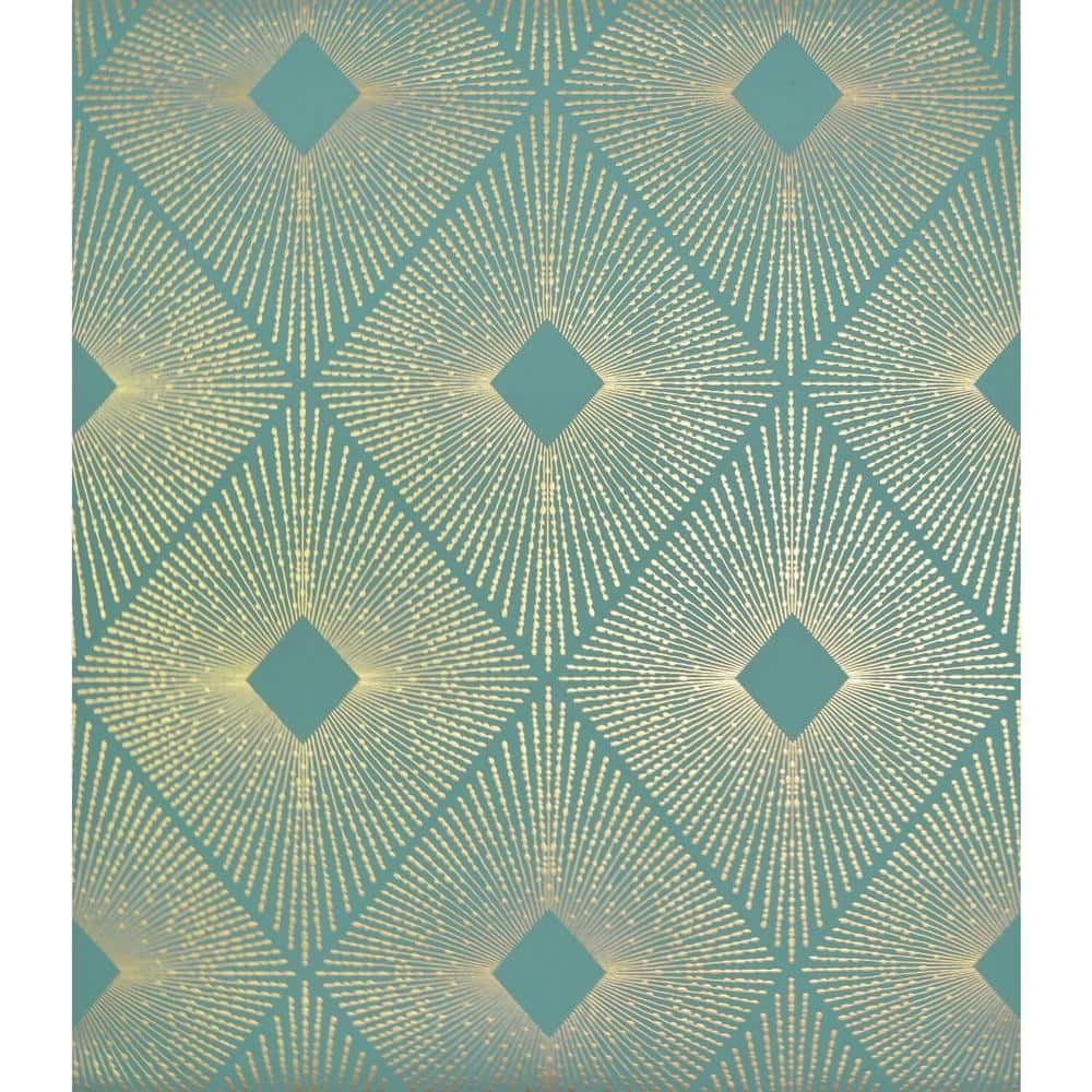 York Wallcoverings 56.9 sq. ft. Teal/Gold Harlowe Wallpaper