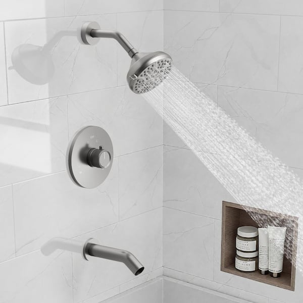 YAWWALK 1-Handle 5-Spray Tub and Shower Faucet 2.5GPM Spout and 5