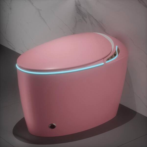 WELLFOR Pink LED Display Bidet Toilet with Auto Functions and Foot Sensor - 1.28 GPF
