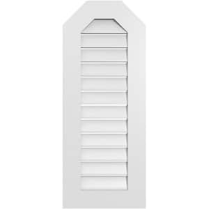 16 in. x 40 in. Octagonal Top Surface Mount PVC Gable Vent: Functional with Standard Frame