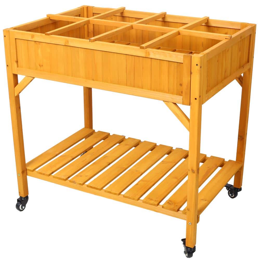 Brown 36 in. x 24 in. W x 34 in. Wood Elevated Garden Bed Raised Planter fo