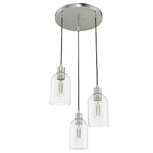 Lochemeade 3 Light Brushed Nickel Waterfall Chandelier with Clear Seeded Glass Shades Kitchen Light