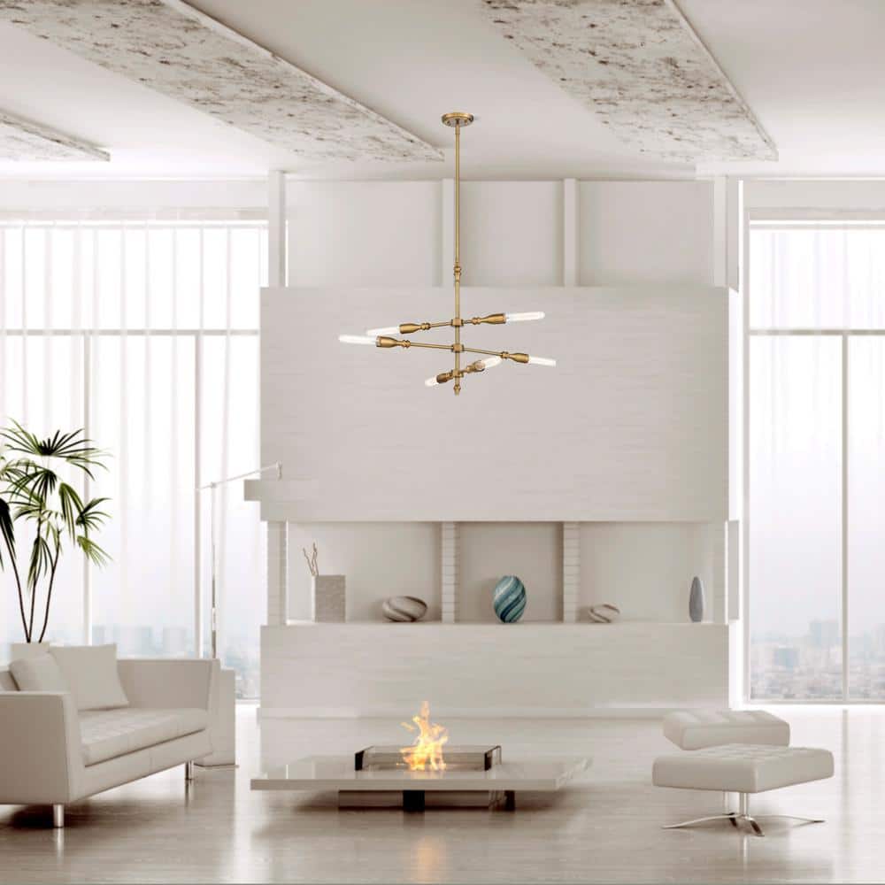 Louise 6-Light Brass and Aluminum Island Chandelier