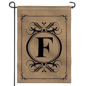 18 in. x 12.5 in. Classic Monogram Letter F Garden Flag, Double Sided Family Last Name Initial Yard Flags