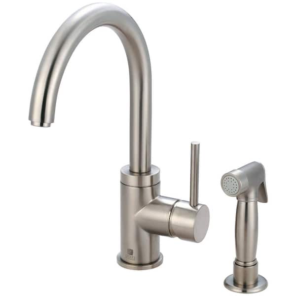 Pioneer Motegi Single-Handle Standard Kitchen Faucet with Side Spray in Brushed Nickel