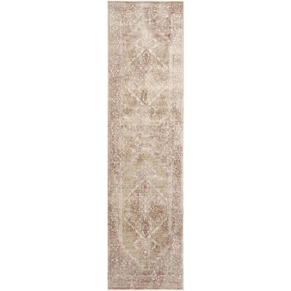 Nourison Astra Machine Washable Rust Multicolor 2 ft. x 6 ft. Center medallion Traditional Runner Area Rug