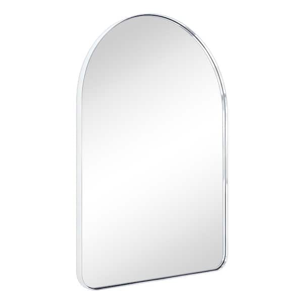 TEHOME Arched-Top 24 in. W x 36 in. H Small Arched Stainless Steel Framed Wall Mounted Bathroom Vanity Mirror in Chrome