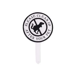 Please Clean Up After Your Pet Statement Plaque with 4.5 in. Lawn Stake - White/Black