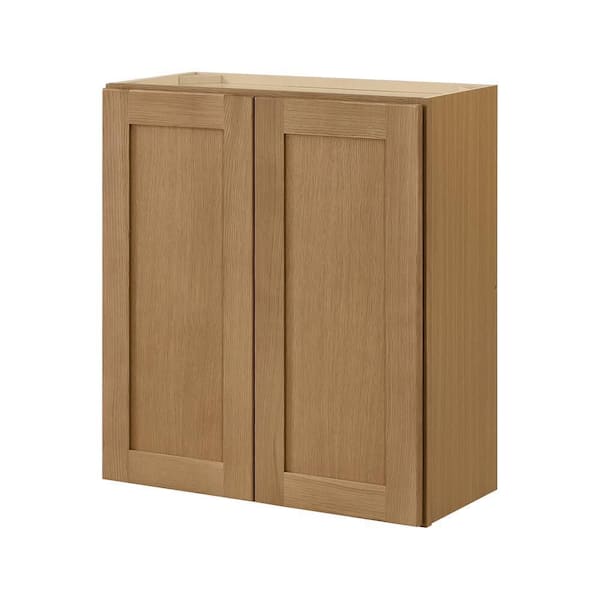 Avondale 27 in. W x 12 in. D x 30 in. H Ready to Assemble Plywood Shaker Wall Kitchen Cabinet in White Oak