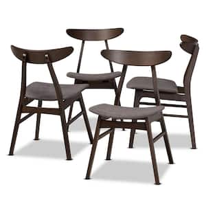 Britte Dark Grey Upholstered Wood Dining Chairs (Set of 4)