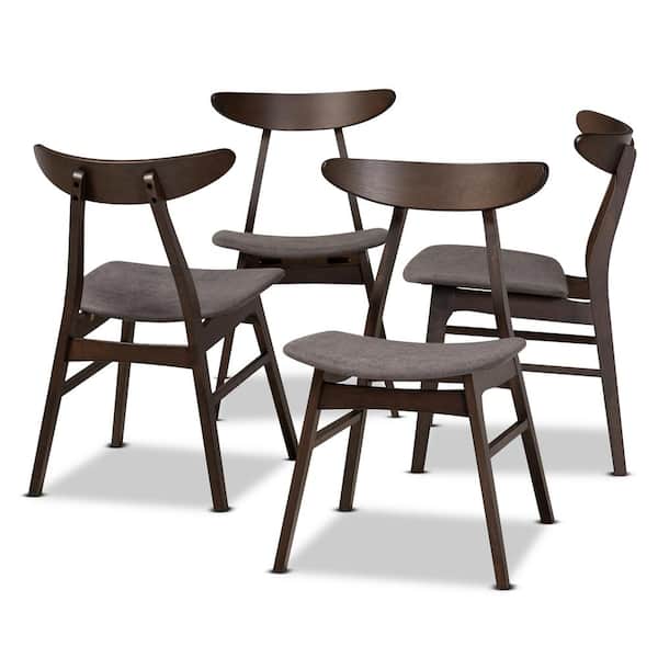 Baxton Studio Britte Dark Grey Upholstered Wood Dining Chairs (Set of 4)
