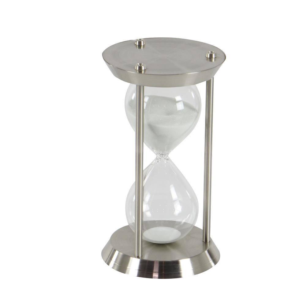 Elegant Silver Metal and Glass 12" Hourglass Sand Timer