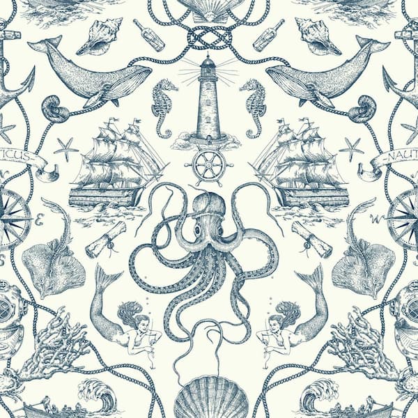 York Wallcoverings Deep Sea Toile Spray and Stick Wallpaper (Covers 56 sq. ft.)