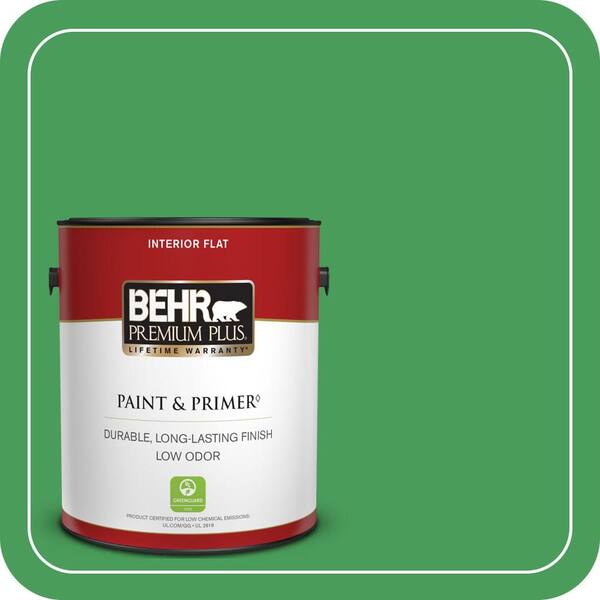 BEHR PREMIUM PLUS 1 gal. #P400-6 Clover Patch Flat Low Odor Interior Paint & Primer