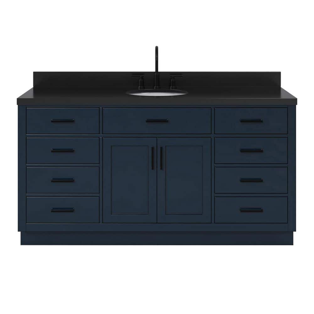 Hepburn 66 in. Single Sink Freestanding Bath Vanity in Midnight Blue with Carbon Black Quartz Top price history on PriceWatchPro