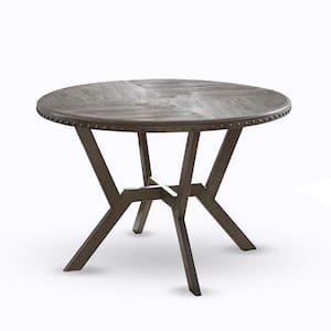 Alamo Round Gray Wire Brushed Dining Table