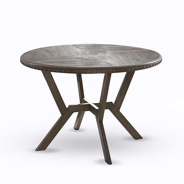 Steve Silver Alamo Round Gray Wire Brushed Dining Table