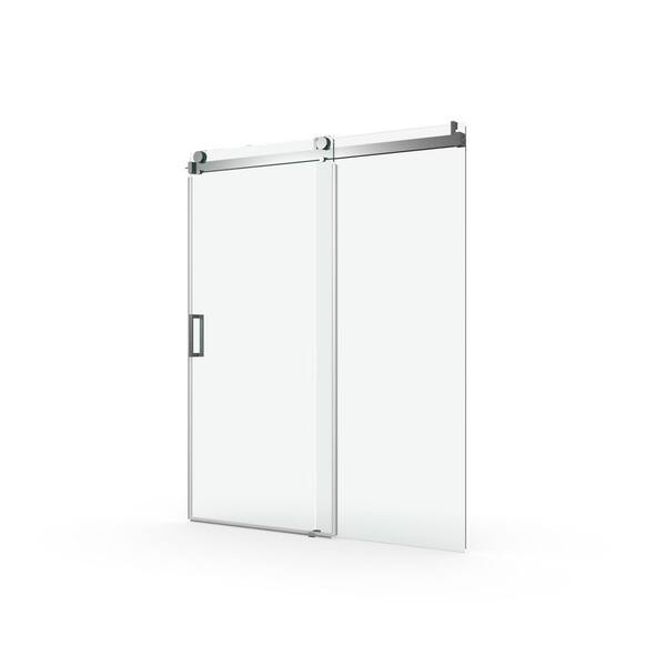 JimsMaison 72 in. W x 76 in. H Sliding Frameless Shower Door in Matte Black with Clear Glass