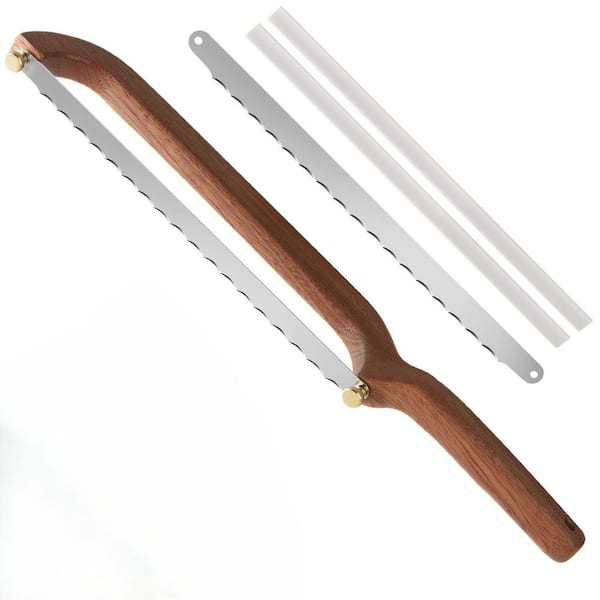 9 in. Stainless Steel Full Tang Serrated Bread Bow Knife with Sapele Wood Handle