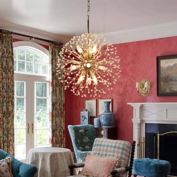 EDISLIVE Calzada Decor 9-Light Gold-A Dandelion Firework Chandelier -Update Verstion