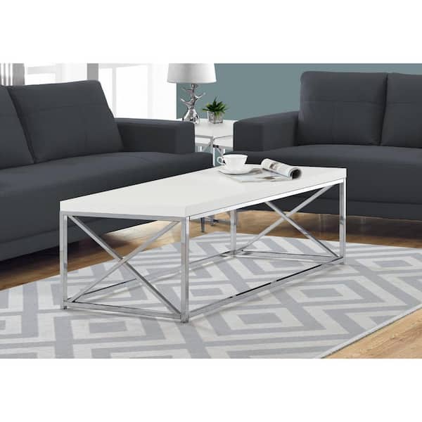 HomeRoots Mariana 44 in. Rectangle Manufactured Wood White Coffee Table
