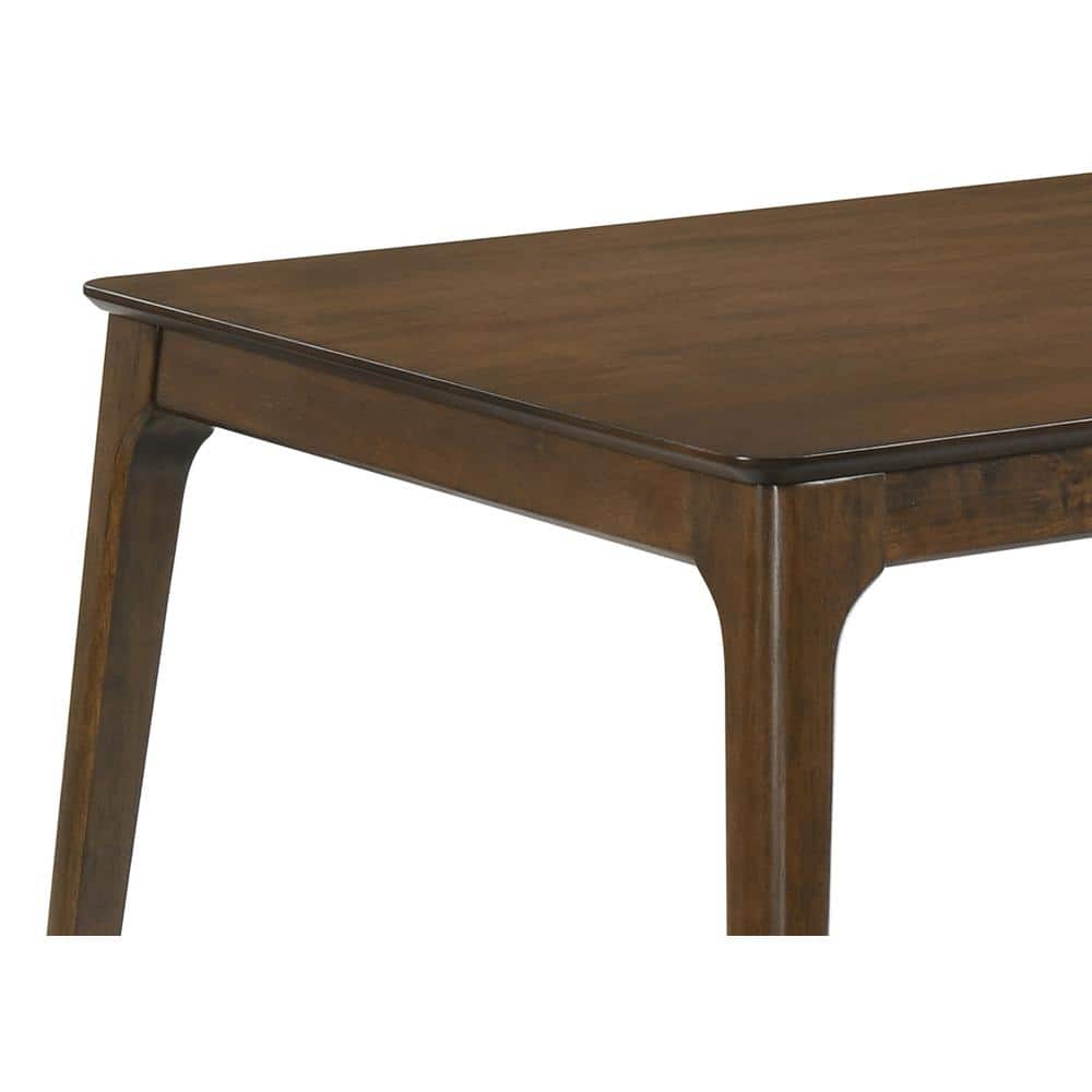 Walnut Wood Dining Table Set with Beige Upholstered Chairs, 7-Piece