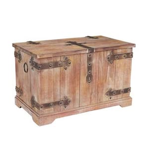 15.75 in, Weathered Red, Wood, Victorian Storage Trunk