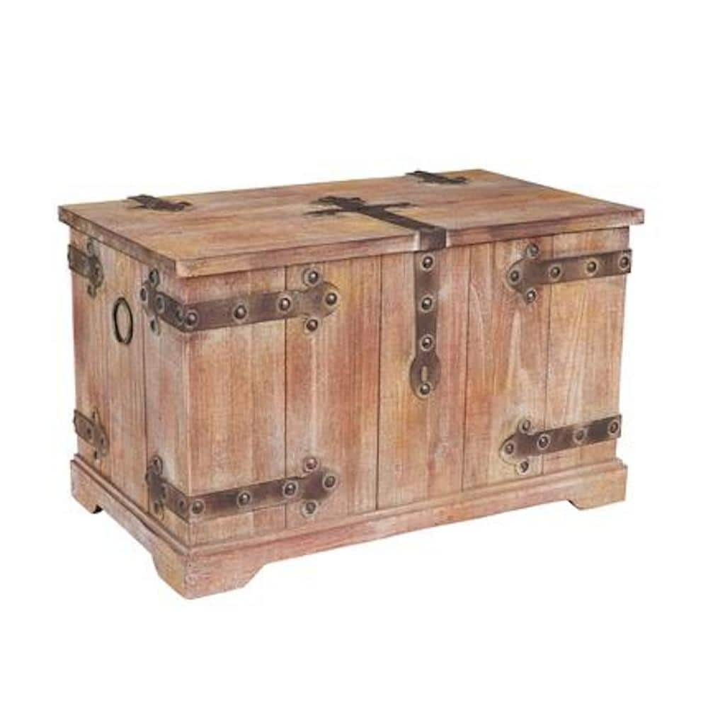 HOUSEHOLD ESSENTIALS 15.75 in, Weathered Red, Wood, Victorian Storage Trunk