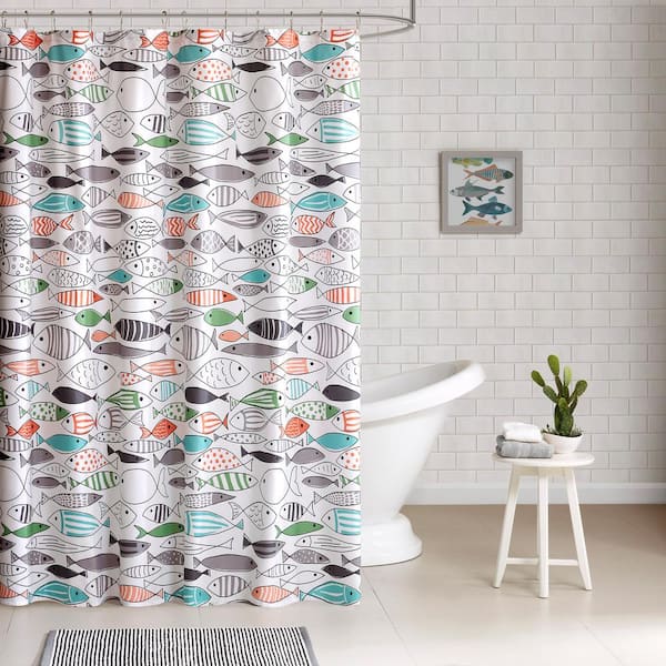 Unbranded Madfish 72 in. Multi Cotton Printed Shower Curtain
