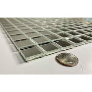 Reflections Silver Square Mosaic 12 in. x 12 in. Glass Mirror Peel and Stick Tile (11 sq. ft./Case)