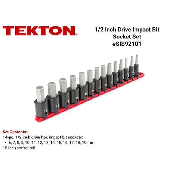 1/2 in. Drive Hex Bit Impact Socket Set (14-Piece) (6-19 mm)