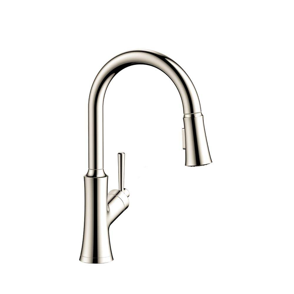 Hansgrohe Joleena Single-Handle Pull Down Sprayer Kitchen Faucet with QuickClean in Polished Nickel