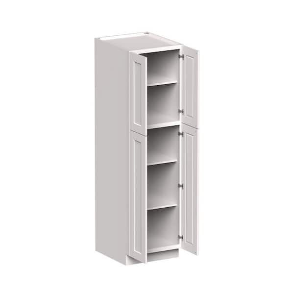 24 in W x 27 in D x 84 in H Ready to Assemble Pantry Kitchen Cabinet with 4-Door 4-Shelf in White shaker
