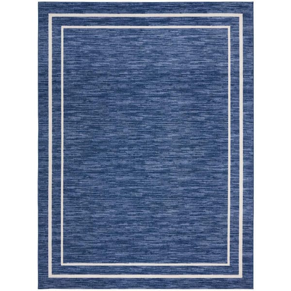 Essentials Navy/Ivory 9 ft. x 12 ft. Solid Contemporary Indoor/Outdoor Area Rug