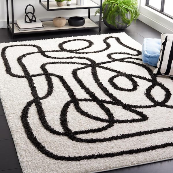 Norway 10 ft. x 14 ft. Ivory/Black Abstract Linear Area Rug
