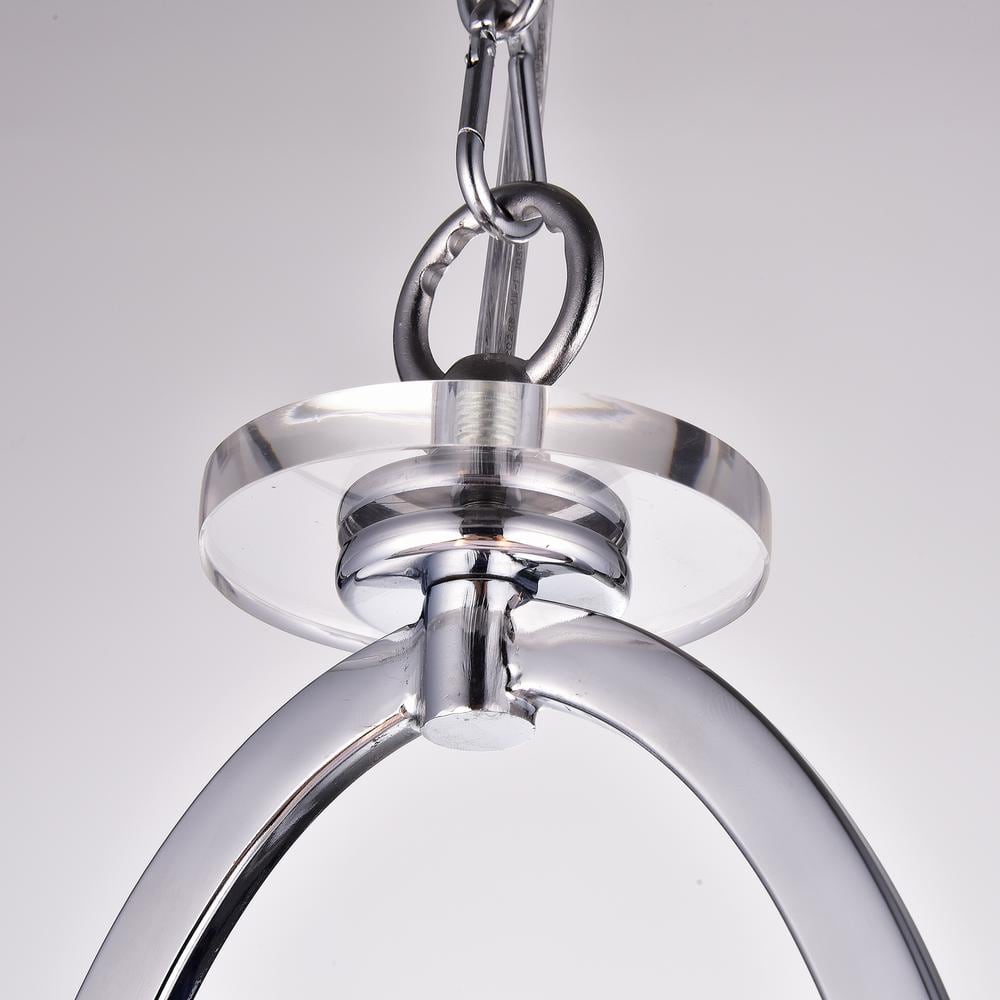 Chrome 3-Light Drum Chandelier with Fabric Shade