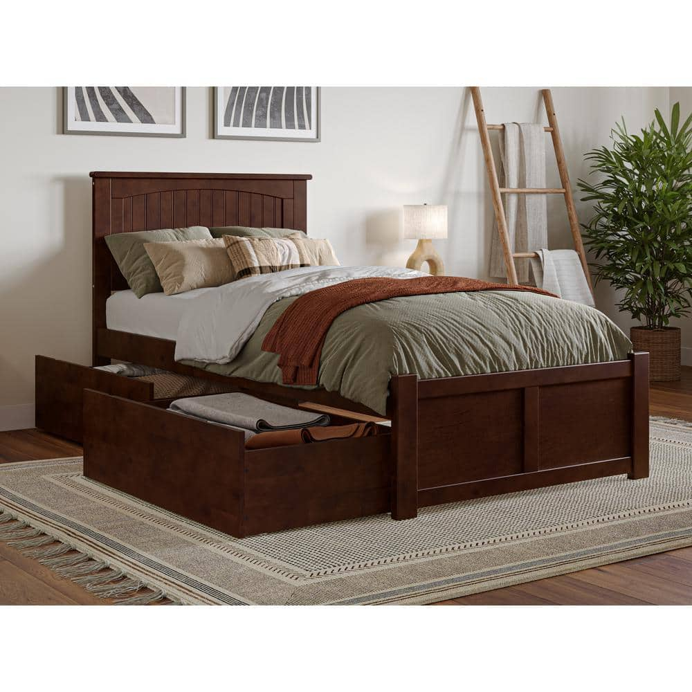 AFI Nantucket Walnut Brown Solid Wood Frame Twin XL Platform Bed with ...