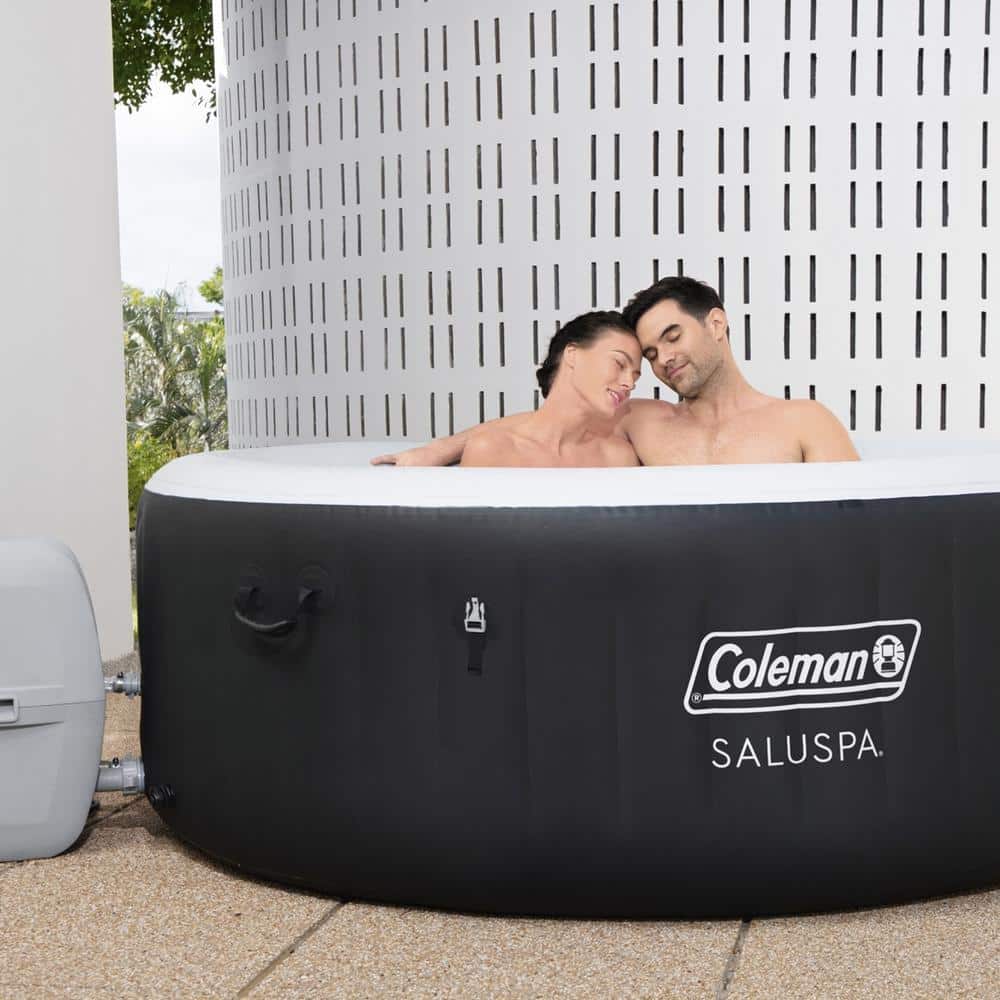 Coleman Black and White Inflatable Round 4-Person Hot Tub with AirJets
