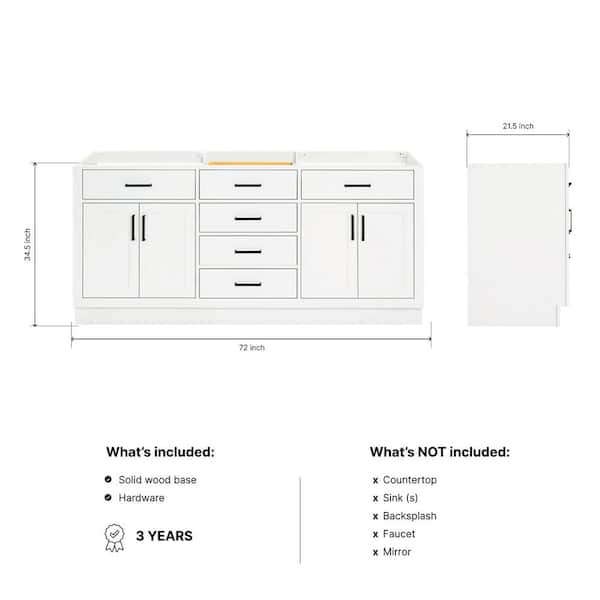 Hepburn 72 in. W x 21.5 in. D x 34.5 in. H Bath Vanity Cabinet without Top in White