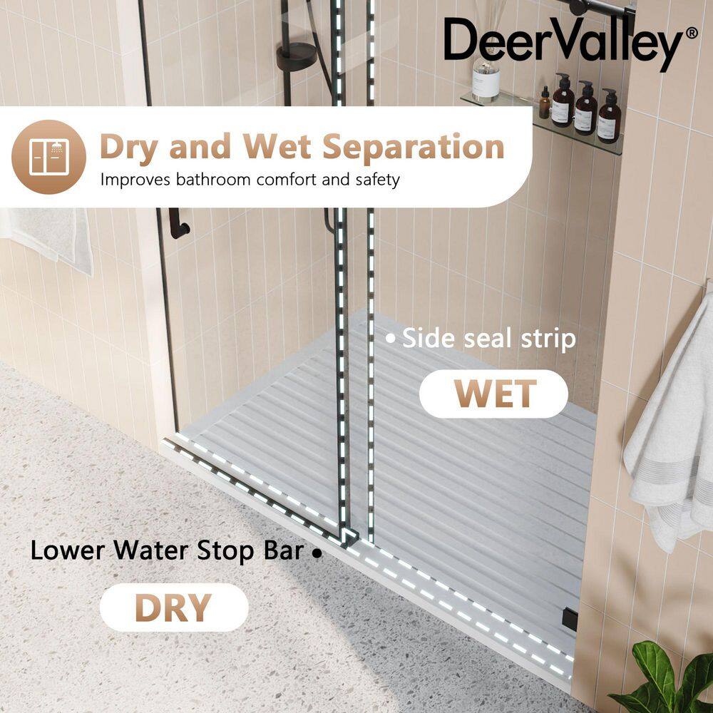 Concord Black Frameless Sliding Shower Door with Tempered Glass