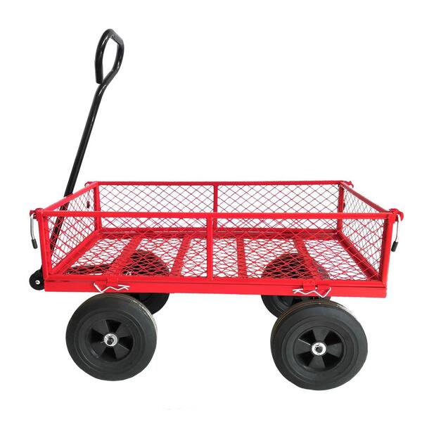 500 Lb Capacity Heavy Duty Steel Garden Cart / Utility Wagon With 10" Rubber Tires