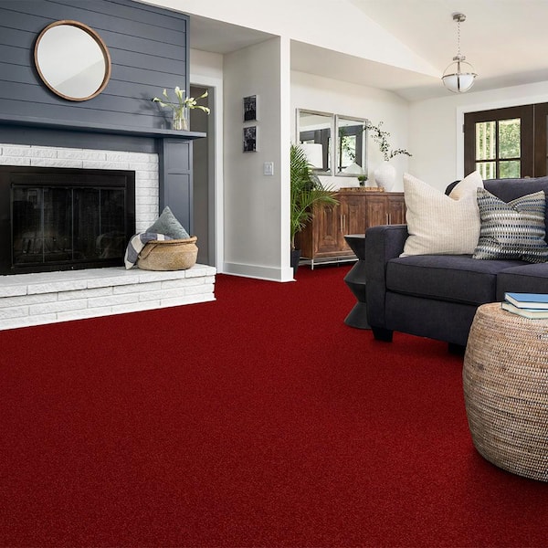 Watercolors II - Cherry - Red 38.4 oz. Polyester Texture Carpet - Installation Required