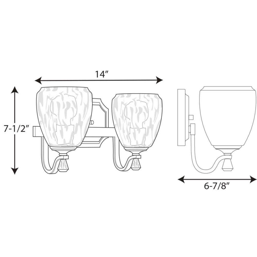 Anjoux Silver Ridge 2-Light Vanity Fixture with Clear Glass Shades