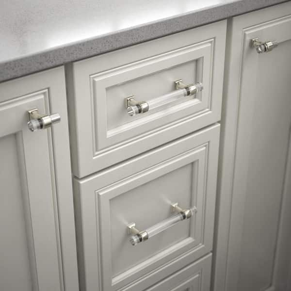 Acrylic Bar 1-9/16 in. (40 mm) Modern Polished Nickel and Clear Cabinet Knob