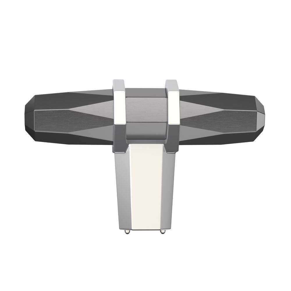 Polished Chrome and Black T-Handle Cabinet Knob with Mounting Hardware
