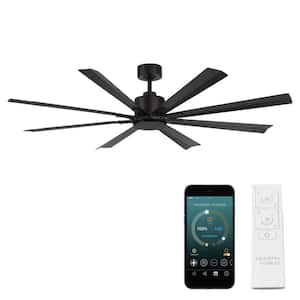 Size Matters 65 in. Smart Indoor/Outdoor Matte Black Windmill Ceiling Fan with Remote