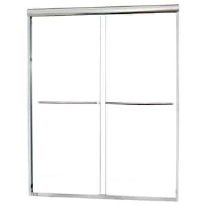 Cove 48 in. L x 2 in. W x 72 in. H Semi-Frameless Sliding Shower Door in Silver with 1/4 in. Clear Glass