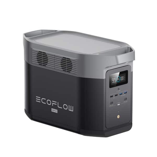 EcoFlow Battery Generator DELTA 2 Max Solar Generator, 2400W Output, 2048Wh LFP Power Station for Home Backup, Push-Button Start