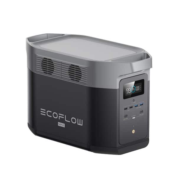 Battery Generator DELTA 2 Max Solar Generator, 2400W Output,2048Wh LFP Power Station for Home Backup Push-Button